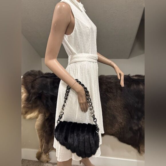 Asymmetric Real Mink Fur Handmade Saddle Bag/Shoulder Bag/Crossbody - Picture 8 of 15